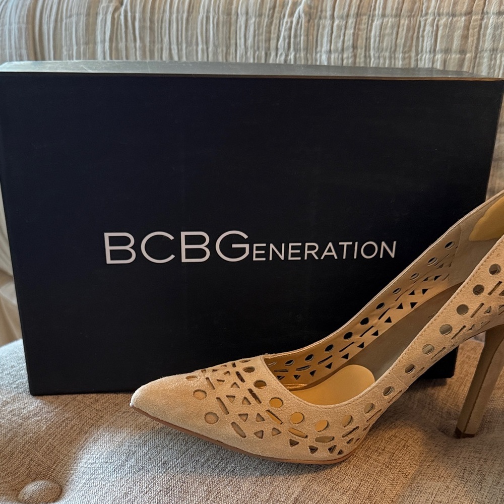 BCBGeneration Women's Tan Cutout Heels
